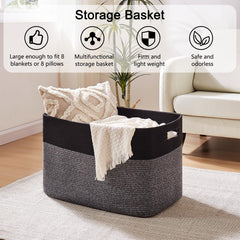 OIAHOMY 108L blanket basket filled with towels for everyday use.