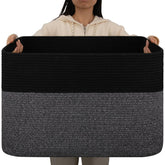 OIAHOMY 108L blanket basket front view for living room storage.