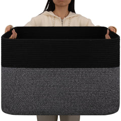 OIAHOMY 108L blanket basket front view for living room storage.