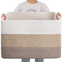 OIAHOMY 108L gradient brown blanket basket ready for blankets and throws storage
