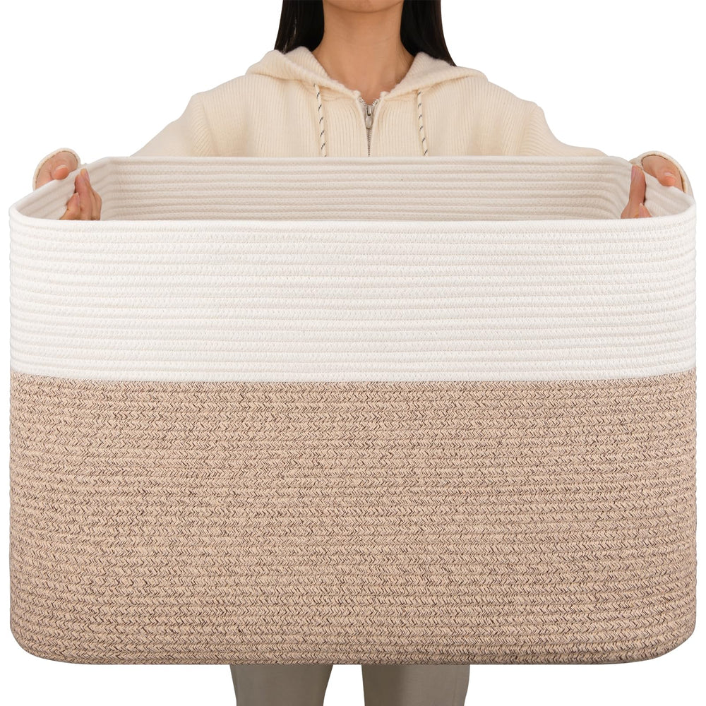 OIAHOMY 108L blanket basket in living room for spacious storage and easy access