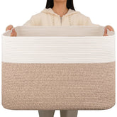 OIAHOMY 108L blanket basket in living room for spacious storage and easy access
