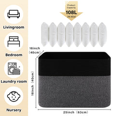 OIAHOMY 108L blanket basket in a cozy living room setup.