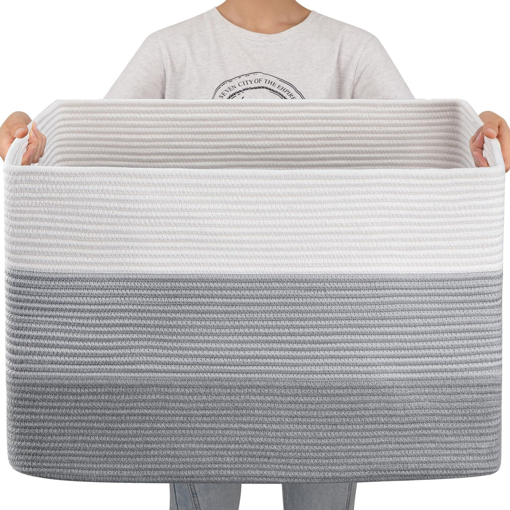 OIAHOMY 108L gradient grey blanket basket offering stable storage for blankets