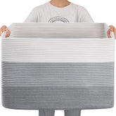 OIAHOMY 108L gradient grey blanket basket offering stable storage for blankets