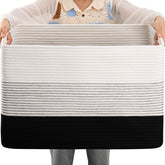 OIAHOMY 108L large cotton rope basket for rectangle storage and blankets