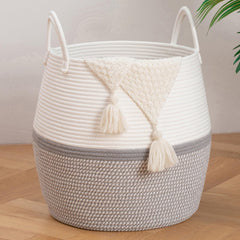 OIAHOMY 60L blanket basket with handle for easy transport and room organization.