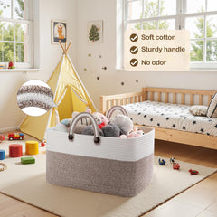 OIAHOMY blanket basket with long handles for easy transport between rooms