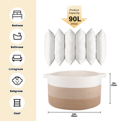 OIAHOMY blanket basket folded for compact storage demonstrates space-saving design.