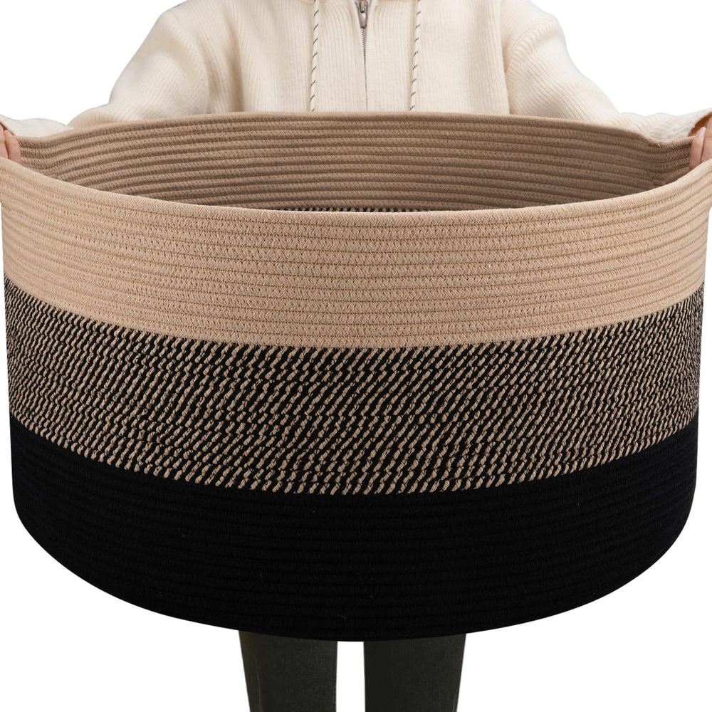 OIAHOMY 90L blanket basket front view for spacious storage.