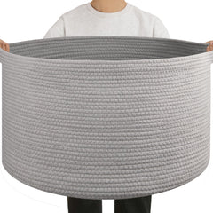 OIAHOMY 90L blanket basket with two sturdy handles for easy transport around the home.