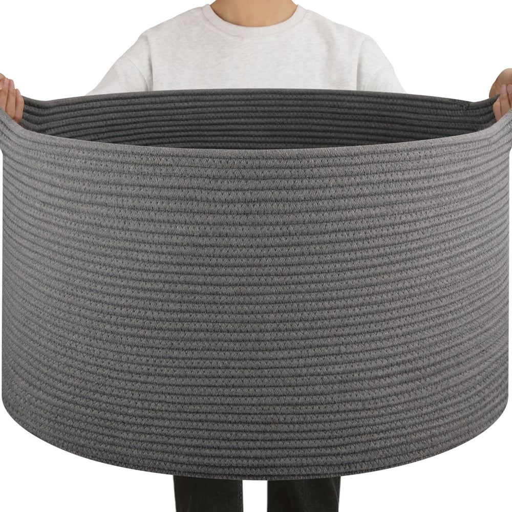 OIAHOMY 90L blanket basket side view with large storage capacity.