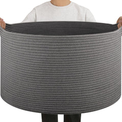 OIAHOMY 90L blanket basket side view with large storage capacity.