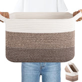 OIAHOMY handwoven cotton rope basket for toy storage in a nursery setting