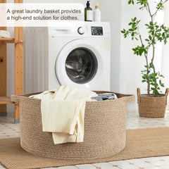 OIAHOMY basket with double-stitch handles is easy to move