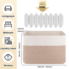 OIAHOMY cotton rope basket folds neatly for compact storage when not in use