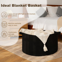 OIAHOMY blanket basket with sturdy handles ready to move