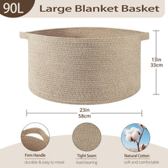 OIAHOMY large-capacity blanket basket stores blankets and pillows neatly
