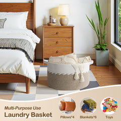OIAHOMY large-capacity basket holds blankets and pillows.