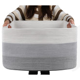 OIAHOMY blanket basket rectangle in grey keeps blankets organized.