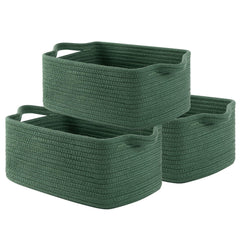 OIAHOMY green cotton rope basket front view for compact storage