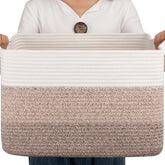 OIAHOMY cotton rope basket rectangle gradient yellow for blanket storage and decor