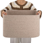 OIAHOMY cotton rope basket rectangle nursery for blankets and toys.