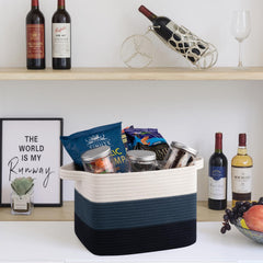 OIAHOMY cotton rope basket for toys, sturdy and gentle on floors.