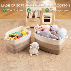 OIAHOMY cotton-rope basket used for toy storage keeps play zones organized.