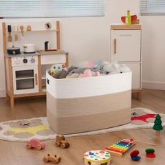 OIAHOMY cotton rope storage basket, durable and kid-friendly for home use.
