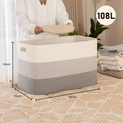 OIAHOMY cotton rope storage basket with handles keeps toys organized