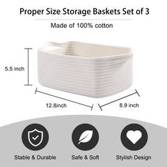 OIAHOMY cotton rope baskets shown folded, space-saving and quick to reshape.