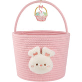 OIAHOMY Easter basket with handle and bunny doll, ideal for easy egg hunts and kid-friendly transport