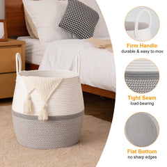 OIAHOMY foldable blanket basket ready for space-saving storage under furniture.
