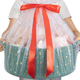 OIAHOMY green gift basket empty, showcasing a large reusable storage solution with handles.