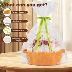 OIAHOMY gift basket with ribbon and tissue ready for gifting
