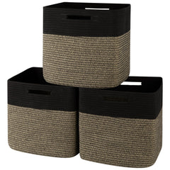 OIAHOMY 13x13 cube bin on shelf with black-mixed-brown weave for tidy storage