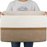 OIAHOMY large blanket basket front view shows spacious storage for blankets and toys.