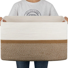 OIAHOMY large blanket basket front view shows spacious storage for blankets and toys.