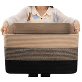 OIAHOMY large blanket basket with rectangular front view, ideal for living room storage.
