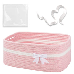 OIAHOMY large woven storage basket with pink color and durable handles