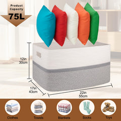 OIAHOMY rectangle basket with reinforced handles for heavy items