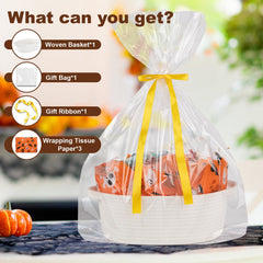 OIAHOMY small woven gift basket, compact storage for desks and shelves.