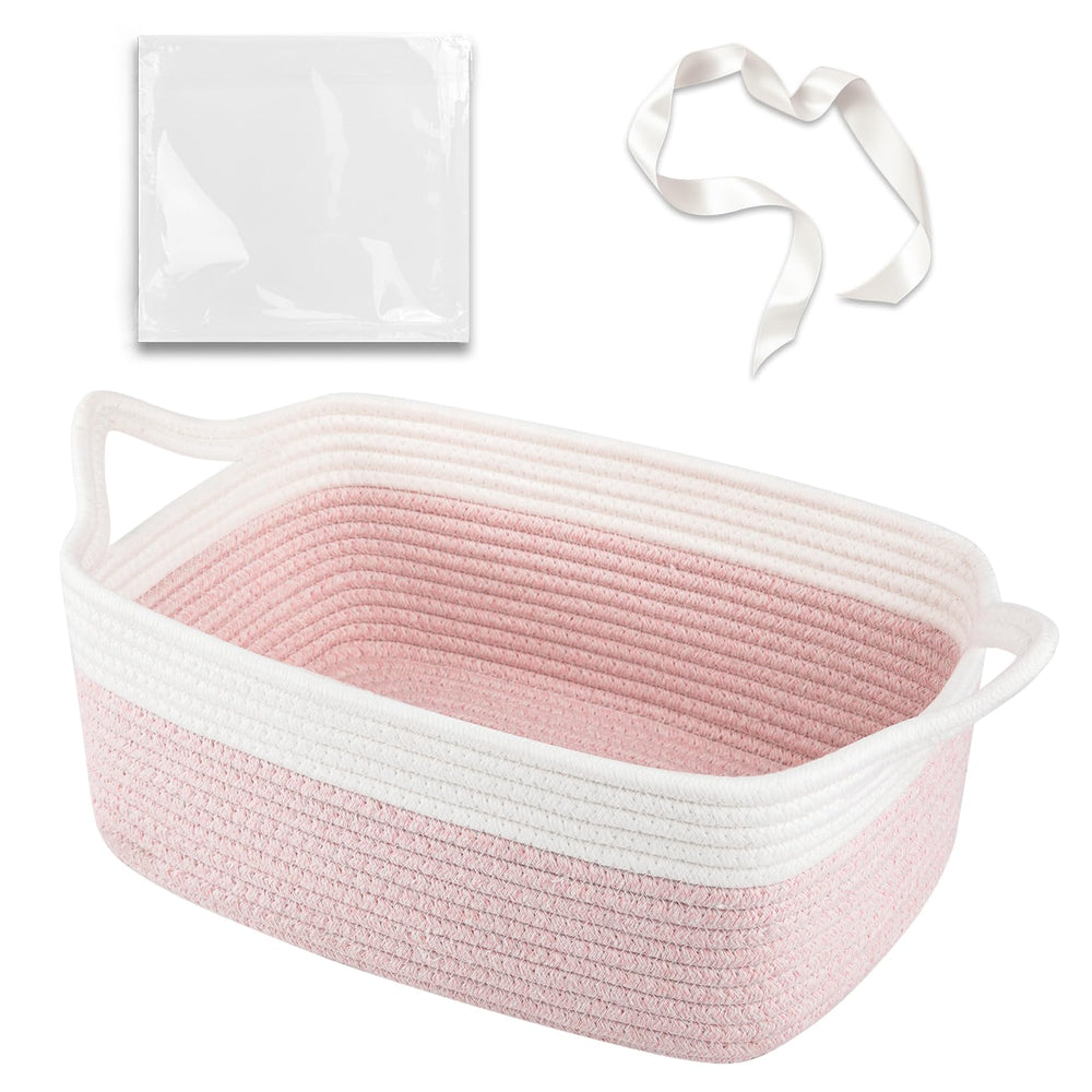 OIAHOMY small woven rope basket with gift bag, ideal for compact gift storage