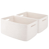 OIAHOMY storage basket rectangular 2-pack showcases durable woven texture for tidy shelves.