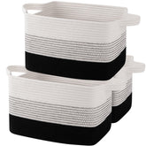 OIAHOMY woven storage basket with foldable handles for easy organization.