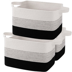 OIAHOMY woven storage basket with foldable handles for easy organization.