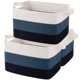 OIAHOMY storage basket with woven gradient blue design, ideal for organizing toys and laundry.
