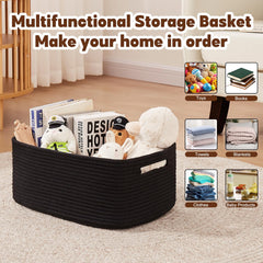 OIAHOMY toy storage basket for nursery in black keeps toys tidy