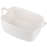 OIAHOMY woven basket with cat-ear handles for easy portable toy storage.